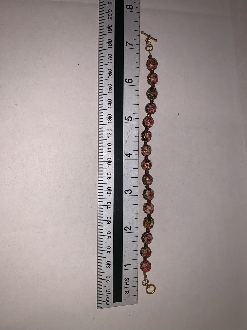Handcrafted Pink Floral Cloisonné Bead Bracelet